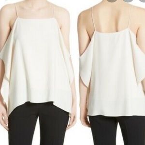 Theory Petteri Rosina Crepe Cold Shoulder Blouse
